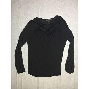 Womens August Silk Blouse Size Large Black Sheer Polka Dot Date Night Formal